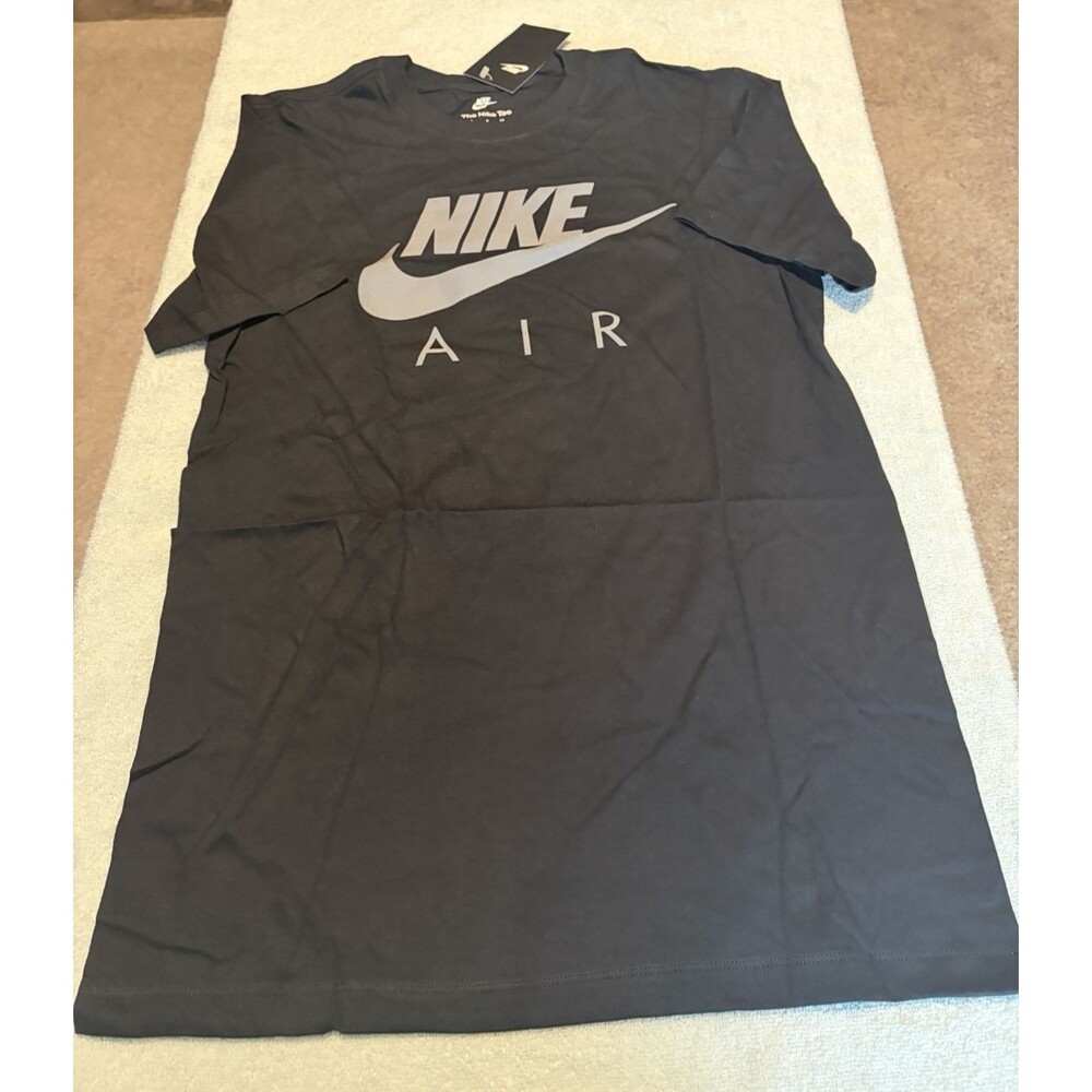 Nike Air Reflective Logo T-Shirt Mens Small Black Silver Swoosh NWT Tee Athletic